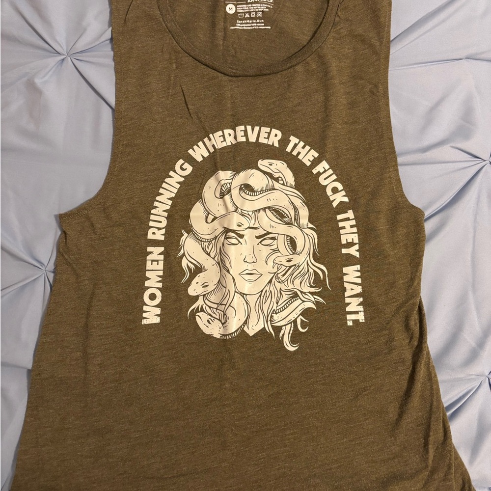 Green Graphic Sleeveless Tank